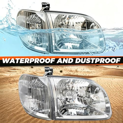 Headlight + Parking Lights Kit For Toyota Tundra Regular/Access Cab 2000-04 - color: Chrome Housing Clear