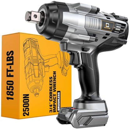 Cordless Impact Wrench 3/4 inch compatible with Dewalt 20V Battery, Cerycose1850ft-lbs (2500N.m) Brushless Electric Impact Gun, High Torque Impact Driver, Bare Tool Only, Heavy-Duty Automotive - size: 3/4inch, style: 3/4 inch Fit for DeWalt(No battery)