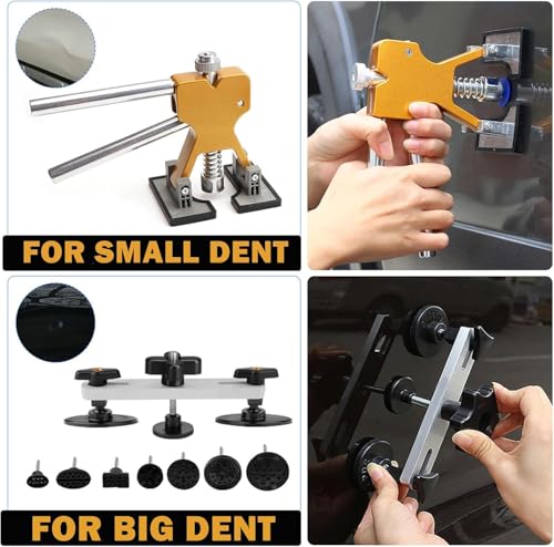 Jerbor 97PCS Car Dent Puller Kit, Paintless Dent Repair Kit with T-Bar Slide Hammer, Golden Lifter, Bridge Puller, Glue Gun & Tabs for Door Dings, Hail Damage, Auto Body Repair