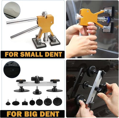 Jerbor 97PCS Car Dent Puller Kit, Paintless Dent Repair Kit with T-Bar Slide Hammer, Golden Lifter, Bridge Puller, Glue Gun & Tabs for Door Dings, Hail Damage, Auto Body Repair