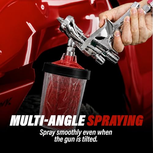 LAUCO Disposable Spray Gun Paint Cups Kit – 50 Pack Liners & Lids with 125 Micron Strainer, Hard Cup, Retainer Ring & Plugs (400ml/13.5oz Kit) 25983 - size: 400ml/13.5oz Kit