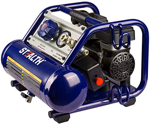 STEALTH Air Compressor 1 Gallon, 1/2HP Max 125 PSI, Induction Motor, 0.8 CFM@90PSI, 1.3 CFM@40PSI, Oil-Free Maintenance Free Light Weight Electric Air Tools for Drilling, Nailing, Grinding, SAUQ-1105 - style: SAUQ-1105-1