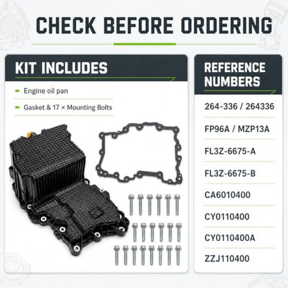 Engine Oil Pan Kit Compatible with 2015-2018 Ford F-150 2.7L V6
