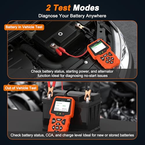 Car Battery Load Tester 12V 24V, 100-2000 CCA with Cloud Printing - color: Orange