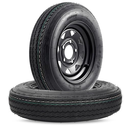 4.80-12 4.80x12 480-12 4.80-12 Trailer Tires with 12 in Rims, 5 Lug on 4.5 in, Load Range C, 6PR, Black