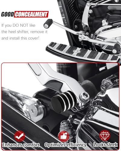 Heel/Toe Shifter Shaft Cap End Cover Compatible with Harley 1986-2017 FL Softail, 1988-2025 Touring Road King Street Electra Glide, 2008-later Trike Models (Craving Black) - color: Craving Black