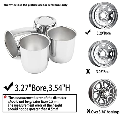 4Pcs 3.27" OD 3.54" H Push Through Trailer Wheel Center Cap for Rim - color: Chrome, size: 3.27" Hub 3.46" H