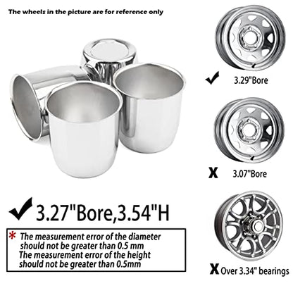 4Pcs 3.27" OD 3.54" H Push Through Trailer Wheel Center Cap for Rim - color: Chrome, size: 3.27" Hub 3.46" H