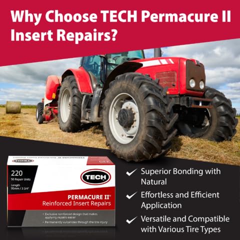TECH Tire Permacure II Insert Plugs 3-3/4 in, Tubeless Plug Kits, Box of 50