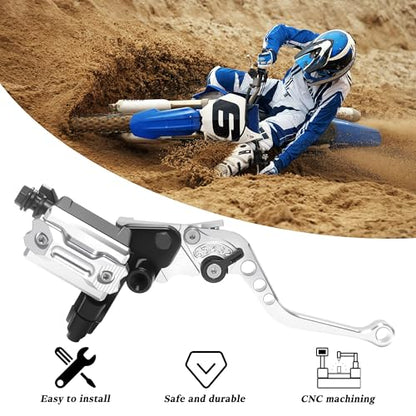 7/8" 22mm Motorcycle Brake Lever Handlebar Master Cylinder Clutch Levers Left & Right Set + Hand Grips + Handlebar Ends Set for Honda Kawasaki Suzuki Yamaha (Silver) - color: Silver