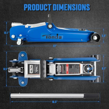 TONDA 2.5 Ton Low Profile Floor Jack, 5,000 Lb Hydraulic Car Jack - color: BLUE