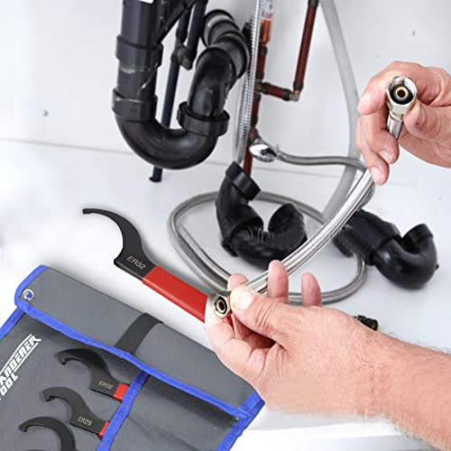 AutoWandererTool 9Pcs Coilover Spanner Wrench Set,Carbon Steel,Blue RollBag