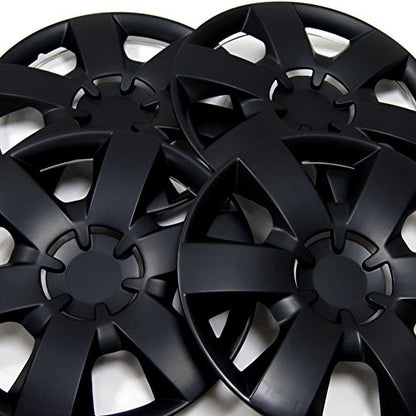 WC3-14-226-B - Pack of 4 Hubcaps - 14-Inches | Black | Style 226 Style Snap-On (Pop-On) Type Matte Black Wheel Covers Hub-caps - size: 14-Inches | Black | Style 226
