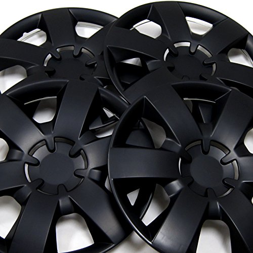 WC3-14-226-B - Pack of 4 Hubcaps - 14-Inches | Black | Style 226 Style Snap-On (Pop-On) Type Matte Black Wheel Covers Hub-caps - size: 14-Inches | Black | Style 226