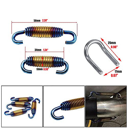 WANLIAN 9 Pcs Motorcycle Exhaust Spring Puller Tool, 58MM/2.28" Exhaust Springs with Swivel Hooks, T-Handle, U-Welded Fastener, Steel Exhaust Pipe Spring Replacement Kit Installer Tools (Colorful) - color: Colorful 9 Pack
