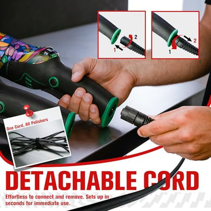 BATOCA P1 Car Buffer Polisher, 1000W High-Torque - 5-Inch 15mm Long-Throw Dual Action Orbital Polisher for Detailing - 6-Speed DA with Anti-Vibration Design & 16.4ft Detachable Cord - Auto, Boat, RV - size: Basic Kit
