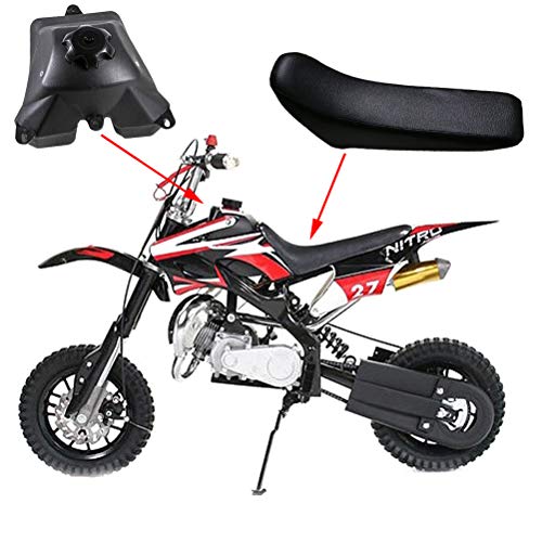 TDPRO Plastic Fairing Kit Fender Parts and Black Seat & 3L Gas Petrol Fuel Tank for Apollo Orion 110cc 125cc 150cc Pit Dirt Bike (4Blue+3White) - color: 4Blue+3White