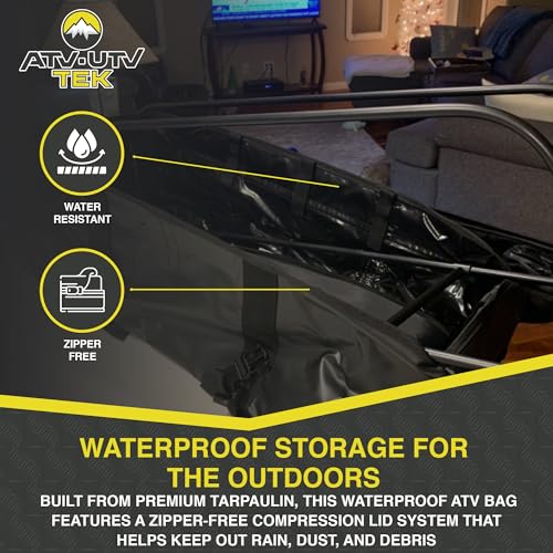 ATV Tek Black Expedition Cargo Bag, Water Resistant ATV Storage Bag with Steel Frame, Insulated Lid and Zipper-Free Access, Durable ATV Rack Bag for Hunting, Fishing, Trail Gear and Utility Storage