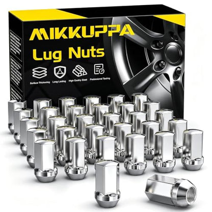 MIKKUPPA M14x1.5 Lug Nuts, Chrome 32PCS Closed End One-Piece Tire Lug Nuts - color: Silver, size: 32PCS - For Chevy GMC Dodge