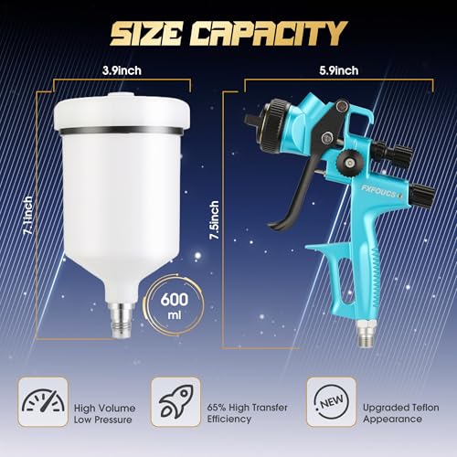HVLP Air Spray Gun Kit 1.3mm, Professional Automotive Paint Sprayer - color: Cyan, size: 1.3mm