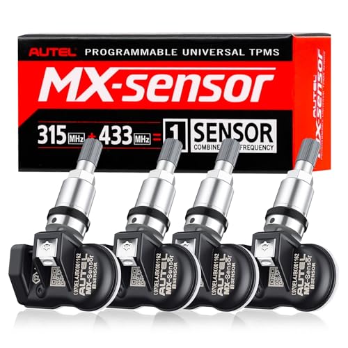 Autel TPMS Sensor,TPMS Sensor,Tire Pressure Sensor,1-Sensor 315MHz +433MHz Dual Frequency Tire Replacement Sensor,Universal Programmable Sensors for Pressure(Press in Metal Valves,4PCS) (SN-002)