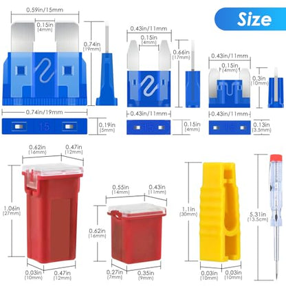 304Pcs Car Fuses Assortment Kit Include Standard & Small & Low Profile Fuses Size, Automotive Low and Tall/STD Profile Box Shaped Assorted Fuse with Puller for Trucks, Cars and SUV, Boat