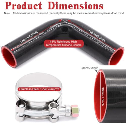 90 Degree Elbow Coupler Silicone Hose 4-Ply ID 1.5-inch(38mm) - size: 1.5 Inch