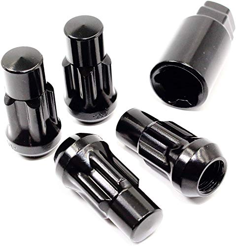 Set of 4 14x1.5 Veritek Black Acorn Bulge Tuner 1.75 Inch Security Wheel Locks for Buick Cadillac Chevy Ford GMC Jeep Nissan Toyota Aftermarket Custom Wheels SUV Truck