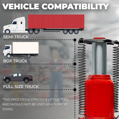 Stark USA 32-Ton Air Hydraulic Bottle Jack, 64,000 lb Capacity Low Profile Heavy Duty Manual & Air-Operated Bottle Jack with Handle for Trucks, Buses, RVs, Farm Equipment & Industrial Vehicles - size: 32 Ton Pneum Low Profile