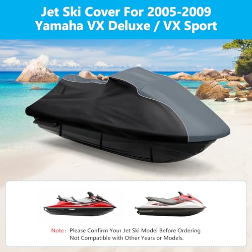 Jet Ski Cover for Yamaha VX Deluxe/VX Sport 2005-2009 Waterproof 600D - size: For Yamaha 2005-2009 VX Deluxe/VX Sport