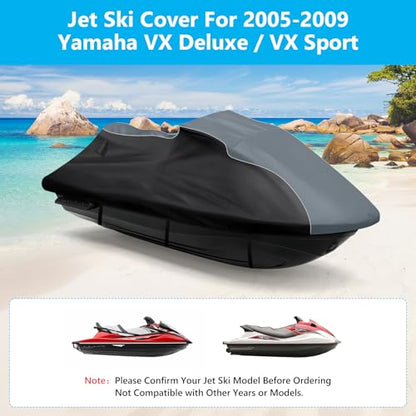 Jet Ski Cover for Yamaha VX Deluxe/VX Sport 2005-2009 Waterproof 600D - size: For Yamaha 2005-2009 VX Deluxe/VX Sport
