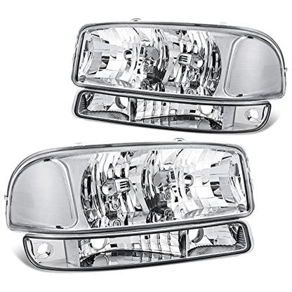 APSVE Headlight + Bumper Lights Kit for 1999-2006 GMC Sierra 1500 2500 3500 - color: Chrome Clear