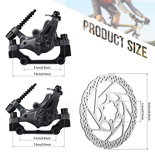 TOBWOLF Mechanical Disc Brake Set, Dual Piston Calipers with 160mm Rotors - color: Mechanical Disc Brake Set - Dual Piston （Black）