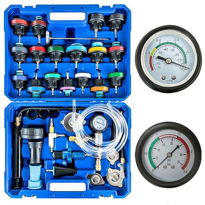 ATPEAM 34pcs Universal Radiator Pressure Tester Kit with Vacuum Refill Tool - size: 34pcs