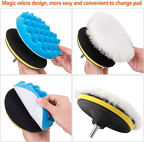 5 Inch Polishing Pads Kit, 11PCS Foam Buffing Pads with Drill Adapter - size: 5Inch-11PCS
