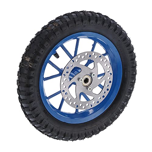 Acouto Front Wheel 12.5x2.75in for 2 Stroke Mini Bike Dirt Bike Pocket Bike, Rubber Front Wheel Tire Rim Disc Brake Sprocket Bolts Assembly(Blue)