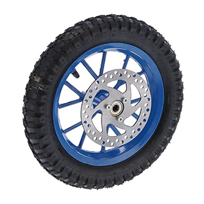 Acouto Front Wheel 12.5x2.75in for 2 Stroke Mini Bike Dirt Bike Pocket Bike, Rubber Front Wheel Tire Rim Disc Brake Sprocket Bolts Assembly(Blue)
