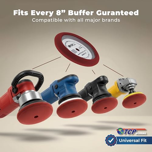 TCP Global 8" Red Foam Buffing Pad, Extra Coarse Cutting Polish - color: Red