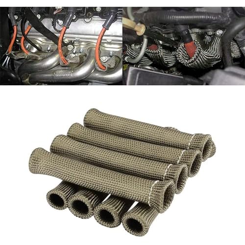 Titanium Spark Plug Wire Heat Shield Spark Plug Wire Heat Shield Sleeve Spark Plug Boot Protector Boots Wrap for SBC BBC 350 454 8PCS Plug Wire Covers - 2500F High Temp - color: Titanium