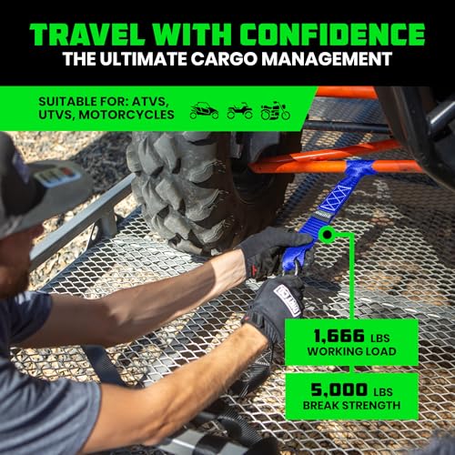 Rhino USA Soft Loop Tie Down Straps (4-Pack) - Motorcycle Handlebar Straps - color: Blue 4-Pack