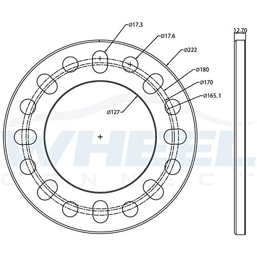 WHEEL CONNECT Light Truck Wheel Spacer,12mm Thickness(1/2inch),Fit 8 Bolt Pattern 8X6.5, 8X165.1, 8X170, 8X180, Cast Aluminum, Pack of 4. - size: 8x165.1/8x170/8x180 - 12mm(1/2inch)