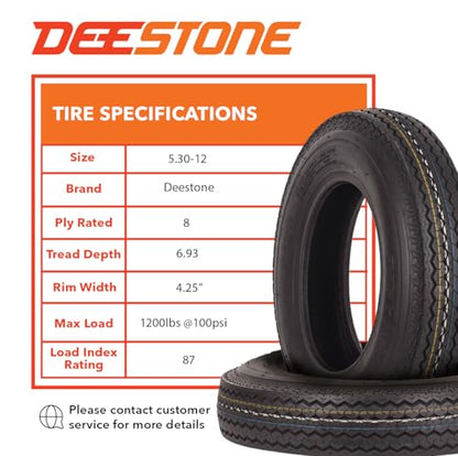 Deestone D901 Rib Highway Trailer, 5.30-12, 2 Tires, 8 Ply, Keychain - size: 5.30-12 8-Ply