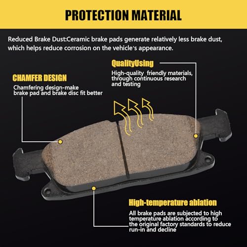 D1818 Front Ceramic Brake Pads Kit Fit For Ford Edge 2015-2021, For Lincoln MKX 2016-2018, For Lincoln Nautilus 2019-2021 - style: HZ1818