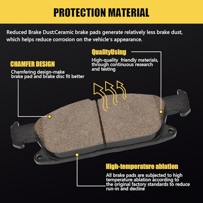 D1818 Front Ceramic Brake Pads Kit Fit For Ford Edge 2015-2021, For Lincoln MKX 2016-2018, For Lincoln Nautilus 2019-2021 - style: HZ1818