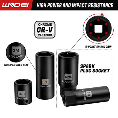 LLNDEI 3/8" Drive Impact Socket Set 95Pcs SAE/Metric - size: 95-Piece 3/8" Drive Impact Socket Set