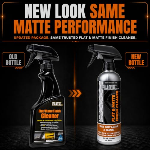 Flitz Flat Matte Finish Cleaner - 16oz Bottle of USA-Made Vinyl Wrap Spray to Easily Remove Grease, Wax, Dust, & More - Quick Drying Matte Paint Cleaner - Ideal for Cars, Motorcycles (6 Pack) - size: 16 Fl Oz (Pack of 6)