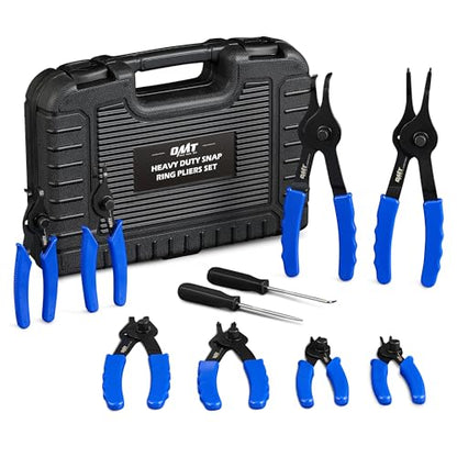 OMT Snap Ring Pliers Set, 10Pc Internal & External Circlip Tool With Hook - color: Black