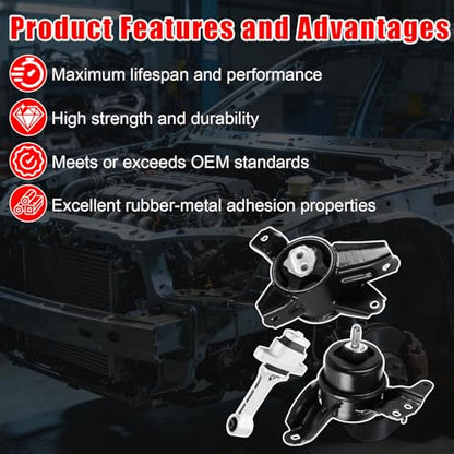 3Pcs Engine Motor Mount Set Compatible with Optima 2011–2015 2.4L - size: A7197