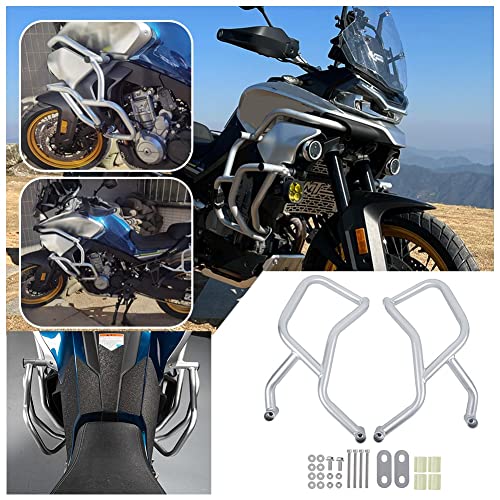 for CF-Moto 800MT MT800 MT 800 MT CF800MT 2021 2022 2023 Motorcycle Engine Guard Bumper Highway Crash Bars Stunt Cage Frame Falling Body Protector Kit Gas Tank Protection 21-23 (Silver)