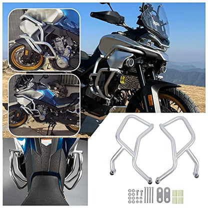 for CF-Moto 800MT MT800 MT 800 MT CF800MT 2021 2022 2023 Motorcycle Engine Guard Bumper Highway Crash Bars Stunt Cage Frame Falling Body Protector Kit Gas Tank Protection 21-23 (Silver)